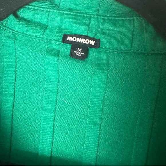 Monrow Green Flat Ribbed 94% Cotton Shortsleeve Form Fitting Collar Polo Dress M - Picture 16 of 16